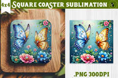 Square Coaster | Spring sublimation | Butterfly Product Image 1