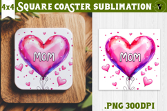Square Coaster | Mothers Day | Heart balloon Product Image 1
