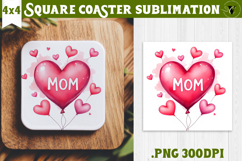 Square Coaster | Mothers Day | Heart balloon Product Image 1