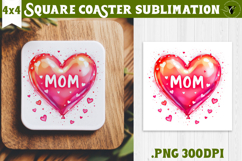 Square Coaster | Mothers Day | Heart balloon Product Image 1