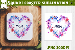 Square Coaster | Mothers Day | Flower Heart Product Image 1