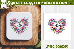 Square Coaster | Mothers Day | Flower Heart Product Image 1