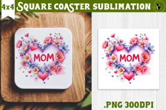 Square Coaster | Mothers Day | Flower Heart Product Image 1