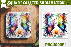 Square Coaster | Spring sublimation | Butterfly Product Image 1
