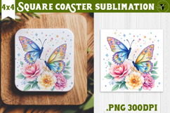 Square Coaster | Spring sublimation | Butterfly Product Image 1