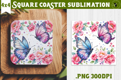 Square Coaster | Spring sublimation | Butterfly Product Image 1