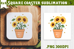 Square Coaster | Mothers Day | Sunflowers in Pot Product Image 1