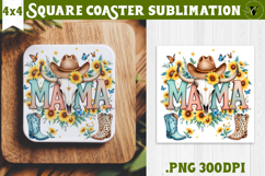 Square Coaster | Mothers Day | Cowhide Mama Product Image 1