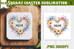Square Coaster | Mothers Day | Flower Heart Product Image 1
