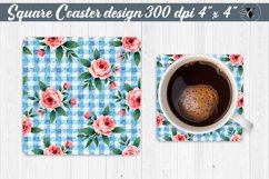 Gingham Square Coasters | floral gingham | Cottagecore Product Image 1