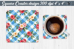 Gingham Square Coasters | floral gingham | Cottagecore Product Image 1
