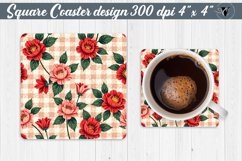 Gingham Square Coasters | floral gingham | Cottagecore Product Image 1