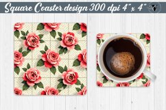 Gingham Square Coasters | floral gingham | Cottagecore Product Image 1