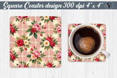 Gingham Square Coasters | floral gingham | Cottagecore Product Image 1