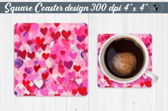 Valentines day Square Coasters | Paint stroke | Hearts Product Image 1