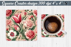 Vintage Square Coaster | Tulips and Carnations Product Image 1