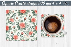 Spring Square Coasters | Watercolor roses Product Image 1