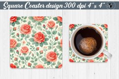 Spring Square Coasters | Watercolor roses Product Image 1