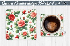 Spring Square Coasters | Watercolor roses Product Image 1