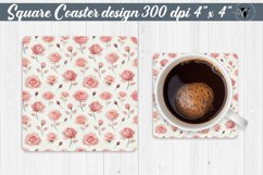 Spring Square Coasters | Watercolor roses Product Image 1