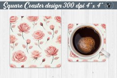 Spring Square Coasters | Watercolor roses Product Image 1