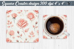 Spring Square Coasters | Watercolor roses Product Image 1
