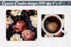 Flowers Square Coaster | Peonies pattern Product Image 1