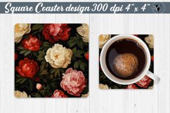 Flowers Square Coaster | Peonies pattern Product Image 1