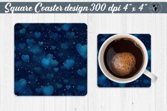 Valentines day Square Coasters | Heart pattern | Blue hearts Product Image 1