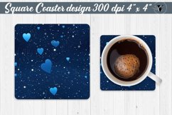 Valentines day Square Coasters | Heart pattern | Blue hearts Product Image 1