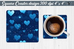 Valentines day Square Coasters | Heart pattern | Blue hearts Product Image 1