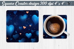 Valentines day Square Coasters | Heart pattern | Blue hearts Product Image 1