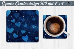 Valentines day Square Coasters | Heart pattern | Blue hearts Product Image 1