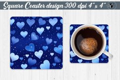 Valentines day Square Coasters | Heart pattern | Blue hearts Product Image 1