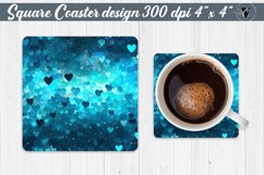 Valentines day Square Coasters | Heart pattern | Blue hearts Product Image 1