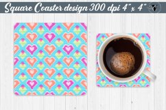 Valentines Square Coasters | Cross stitch Hearts pattern Product Image 1