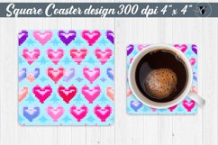 Valentines Square Coasters | Cross stitch Hearts pattern Product Image 1