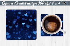 Valentines day Square Coasters | Heart pattern | Blue hearts Product Image 1