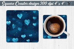 Valentines day Square Coasters | Heart pattern | Blue hearts Product Image 1