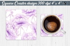 Spring Square Coaster | Peonies pattern Product Image 1