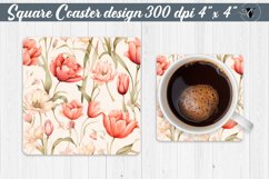 Spring Square Coasters | Tulips and carnations | Cottagecore Product Image 1