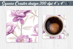 Spring Square Coaster | Peonies pattern Product Image 1