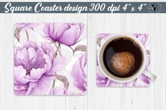 Spring Square Coaster | Peonies pattern Product Image 1