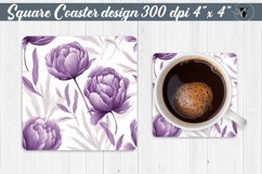 Spring Square Coaster | Peonies pattern Product Image 1