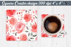Spring Square Coasters | Watercolor roses Product Image 1