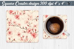 Square Coaster | Cherry blossoms | Vintage Product Image 1