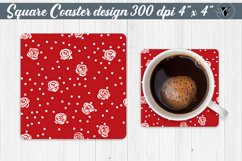 Square Coasters | White polka dot roses Product Image 1