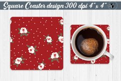 Square Coasters | White polka dot roses Product Image 1