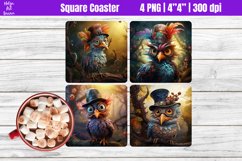 Chicken Square Coaster Sublimation Product Image 1