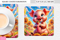 Summer Flower|Cartoon Animal Design l Floral Square Coaster Product Image 1